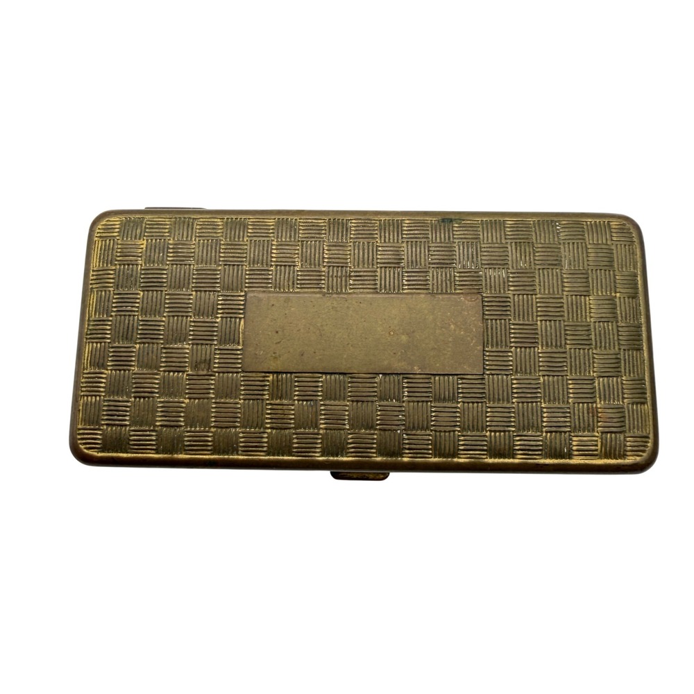 Vintage Gillette Brass razor box Basketweave Pill Box Case 3